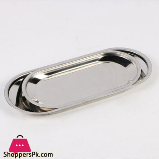 Stainless Steel Silver Oval Decorative Tray Long GST2042