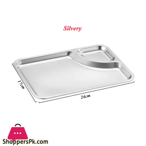 Stainless Steel Snack Serving Plate With Sauce Portion Silvery 24 x 17 cm GST2081