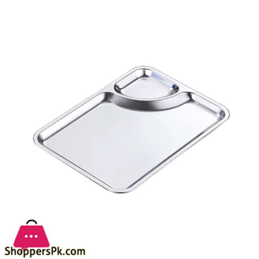 Stainless Steel Snack Serving Plate With Sauce Portion Silvery 24 x 17 cm GST2081