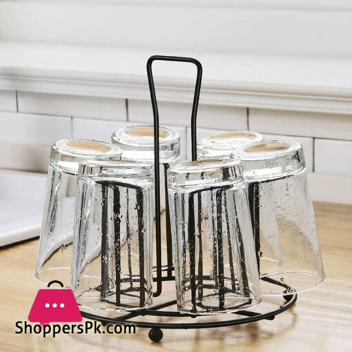 Tabletop Metal 6 Glass Stand Storage Rack Glass Holder