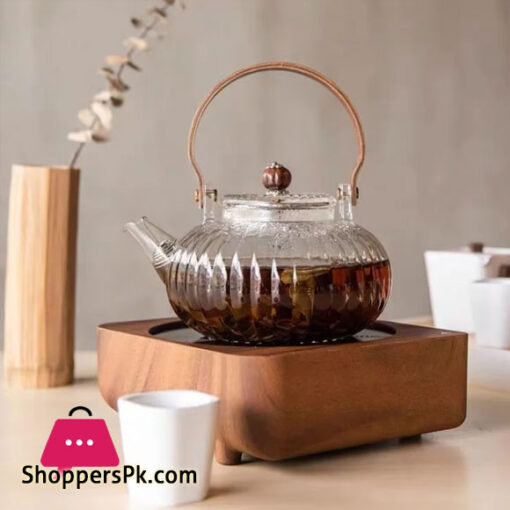 Teapot High Temperature Resistant Thickened Glass Teapot Wood Handle Tea Brewing Electric Clay Oven Special