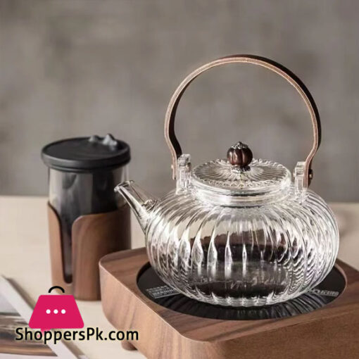 Teapot High Temperature Resistant Thickened Glass Teapot Wood Handle Tea Brewing Electric Clay Oven Special