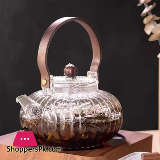 Teapot High Temperature Resistant Thickened Glass Teapot Wood Handle Tea Brewing Electric Clay Oven Special