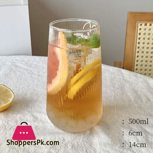 Vertical Fruit Tea Glass Cold Drink Juice Drink Glass Household Summer High Value Glass Drinking Cup Coffee Milk Cup