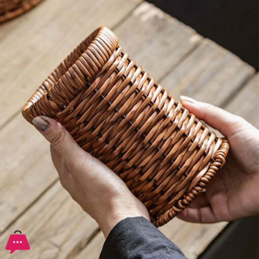 1Pcs Rattan Woven Tableware Creative Stationery/Kitchen Accessories Holder