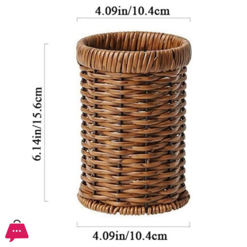 1Pcs Rattan Woven Tableware Creative Stationery/Kitchen Accessories Holder