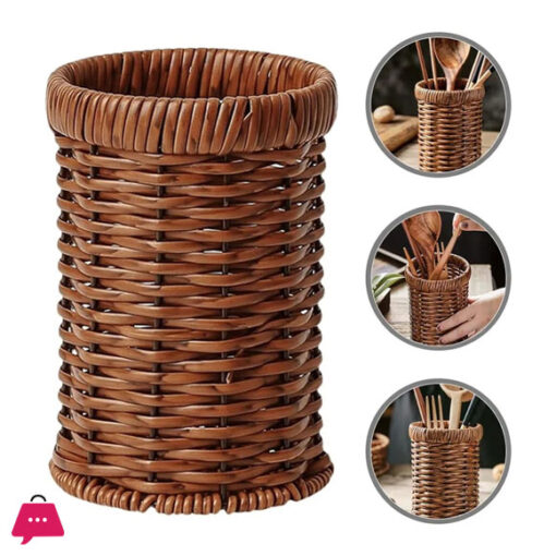 1Pcs Rattan Woven Tableware Creative Stationery/Kitchen Accessories Holder