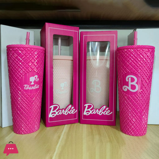 2024 New Barbie Pink Plastic Straw Mug Tumbler