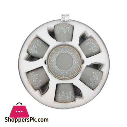 MK288 6pcs Cup Saucer Gry Half Design 8c