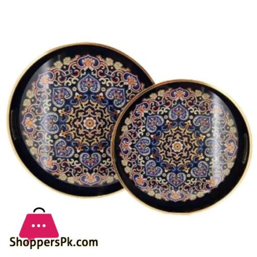 Angela 2Pcs Set Of Multi-Color Round Serving Tray RY136