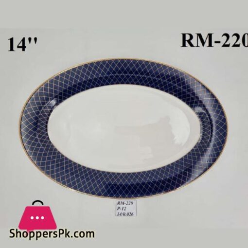 RM220 Navy Blue Oval Plate 35cm