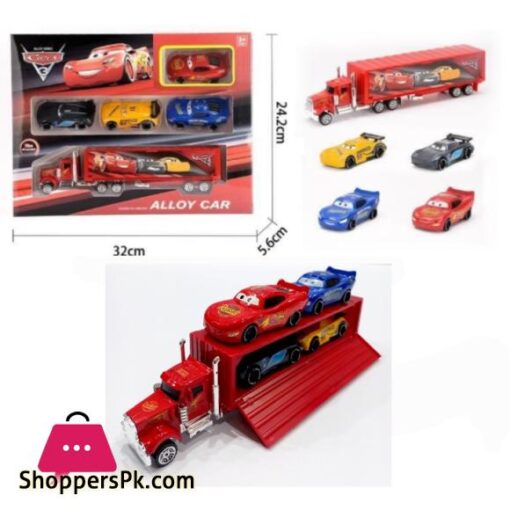 Diecast McQueen Truck With 4 Cars Transport Carrier