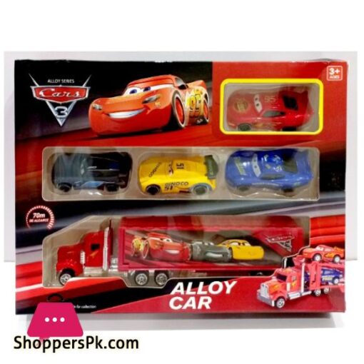 Diecast McQueen Truck With 4 Cars Transport Carrier