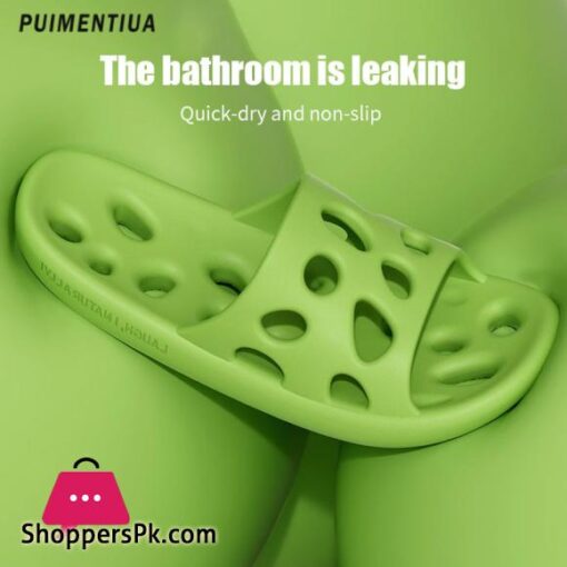 Hollow Out Bathroom Shower Slippers Women Men Slides Anti-Slip