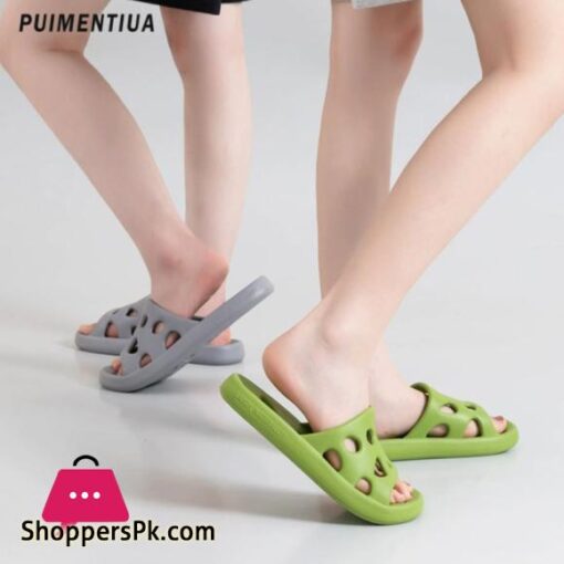 Hollow Out Bathroom Shower Slippers Women Men Slides Anti-Slip