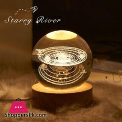 LE 3D Galaxy Crystal Ball Lamp 24 Inch Crystal Ball Night Light With Wooden Base 3D Engraving Holographic Lamp For Home Desktop Decoration