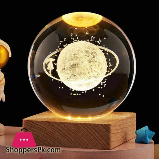 LE 3D Galaxy Crystal Ball Lamp 24 Inch Crystal Ball Night Light With Wooden Base 3D Engraving Holographic Lamp For Home Desktop Decoration