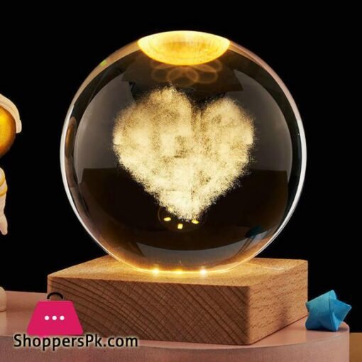 LE 3D Galaxy Crystal Ball Lamp 24 Inch Crystal Ball Night Light With Wooden Base 3D Engraving Holographic Lamp For Home Desktop Decoration