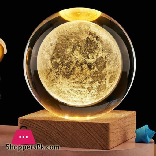 LE 3D Galaxy Crystal Ball Lamp 24 Inch Crystal Ball Night Light With Wooden Base 3D Engraving Holographic Lamp For Home Desktop Decoration