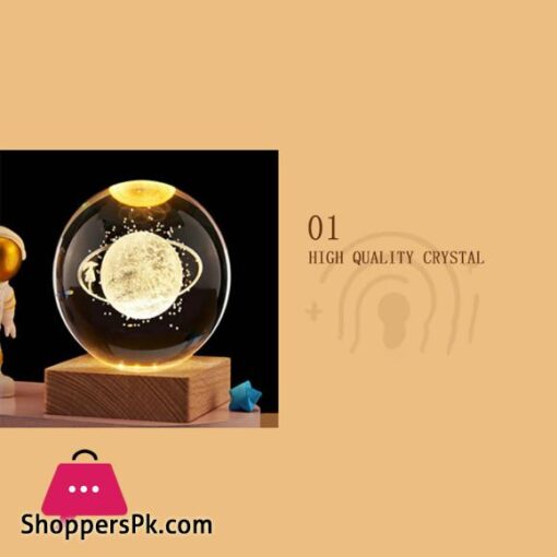 LE 3D Galaxy Crystal Ball Lamp 24 Inch Crystal Ball Night Light With Wooden Base 3D Engraving Holographic Lamp For Home Desktop Decoration