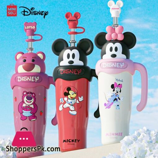 Disney 850ML Mickey Mouse Cup Thermal Stainless Steel Bottle High capacity Cartoon Minnie Water Bottle Cute Portable Cup