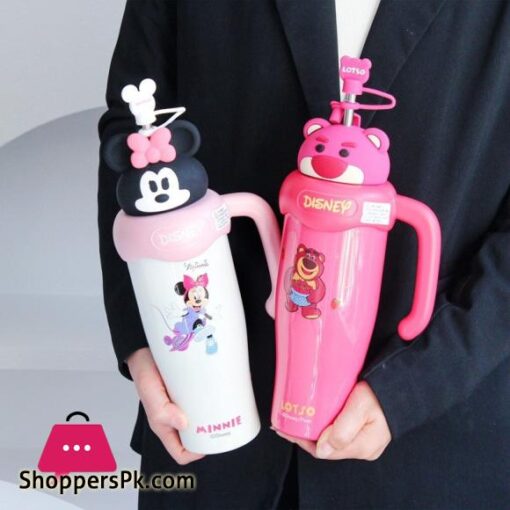 Disney 850ML Mickey Mouse Cup Thermal Stainless Steel Bottle High capacity Cartoon Minnie Water Bottle Cute Portable Cup