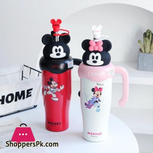 Disney 850ML Mickey Mouse Cup Thermal Stainless Steel Bottle High capacity Cartoon Minnie Water Bottle Cute Portable Cup