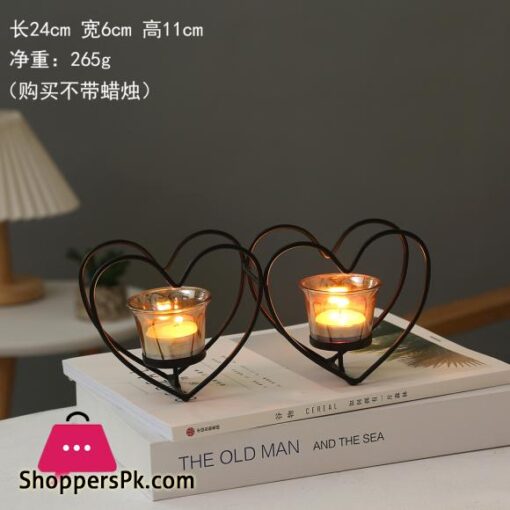 New Black Candle Holder Cups Home Decoration Candlestick Candlelight Dinner Supplies Iron Art 2pcs Heart Candle Holder Ornaments