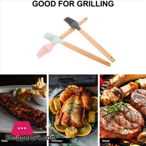 3Pcs Silicone Basting Brush Oil BBQ Brush Heat Resistant Greased Sauce Marinade Brush