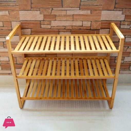 Bamboo Wood Natural Shoe Rack 3 Tier