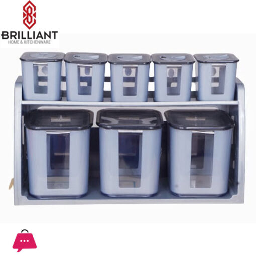 Brilliant Jars Set Wall Mounted Stand 9 Pcs Set Square