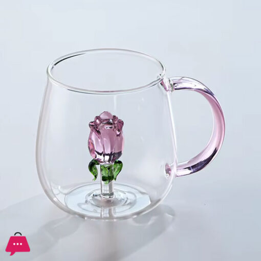 Creative 3D Pattern Inside Glass Cup with Handle 400ML