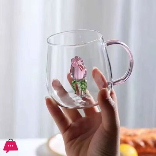 Creative 3D Pattern Inside Glass Cup with Handle 400ML