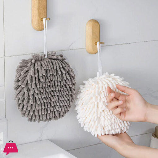 Fuzzy Ball Towel Hanging Bathroom HandTowels Monochrome Fluffy Microfiber Ball Towel Quick Dry Plush Absorbent Towels