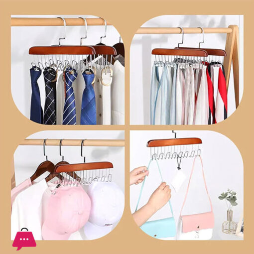 High Quality Wooden 8 Hook Clothes Hanger 360° Rotation 1Pcs