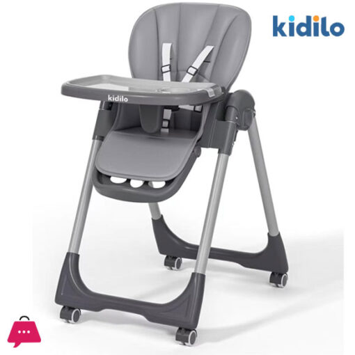 Kidilo Baby Dining Chair Baby High Chair-2-in-1 Height Adjustable Foldable with 360° Wheelsfor 6 Months to 6 Years