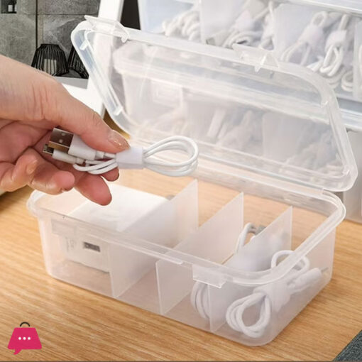 One-piece Data Cable Storage Box Three Partion Design