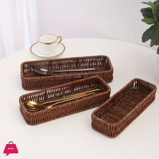 Rattan Woven Kitchenware Storage Basket/Knife Fork Spoon Storage Basket Storage Box 1pc