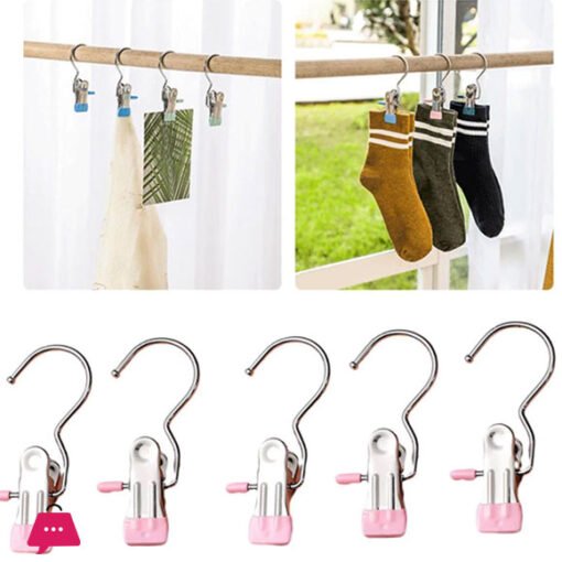 Stainless Steel Multifunctional Metal Hanger Clip with Rubber Coating Compact Travel Organizer Clip 1Pcs