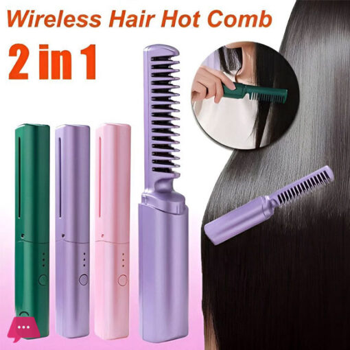 2 in1 wireless comb straightner Portable Mini Electric Hair Brush Dual Use