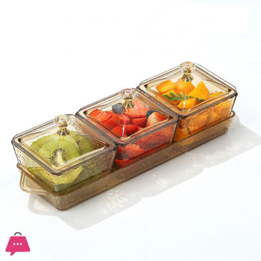 3 Grids Dry Fruits Tray Food Storage Organizer Food Storage Box Divided Serving Container