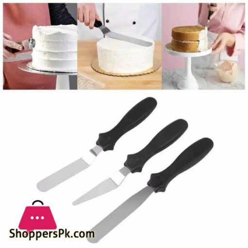 3PCS Cake Spatula Set Spatula Set with Plastic Handle Set of 3 Stainless Steel Variety Set Cake Decorating Tools Icing Spatula