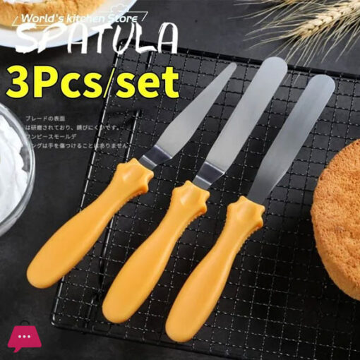 3PCS Cake Spatula Set Spatula Set with Plastic Handle Set of 3