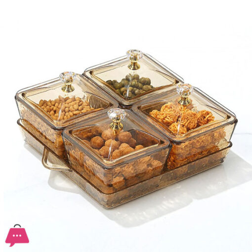 4 Grids Dry Fruits Tray Food Storage Organizer Food Storage Box Divided Serving Container