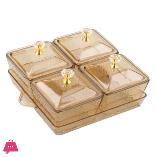 4 Grids Dry Fruits Tray Food Storage Organizer Food Storage Box Divided Serving Container