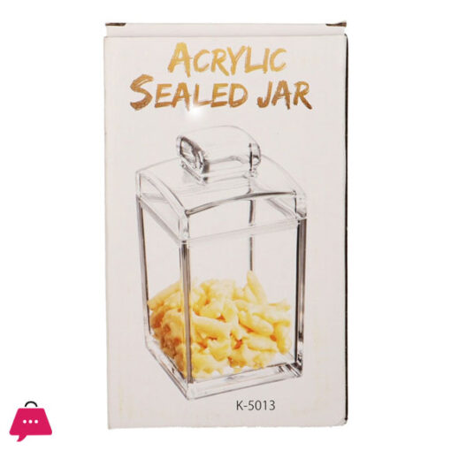 Air Tight Clear Square Acrylic Jar 580ml - K-5013