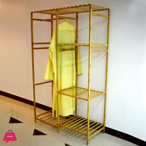 Bamboo Wardrobe with Hanging Bamboo Clothes Rack