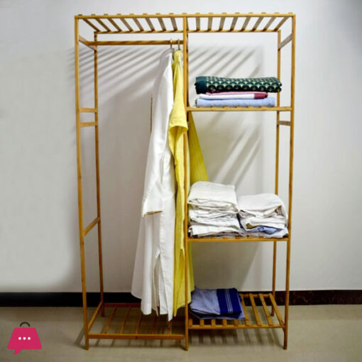 Bamboo Wardrobe with Hanging Bamboo Clothes Rack