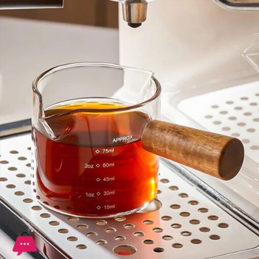 Heat-resisting Double Nozzle Espresso Shot Glass with Wooden Handle