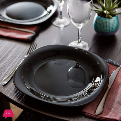 Opal 18pc Glass Black Plate Set Tableware Dinner Set Plates